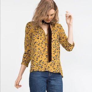 Zara High low leopard print blouse